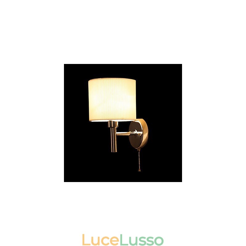 Elegante applique in metallo e tessuto con 1 luce in cilindro bianco