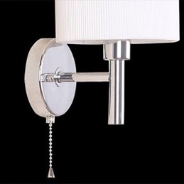 Elegante applique in metallo e tessuto con 1 luce in cilindro bianco