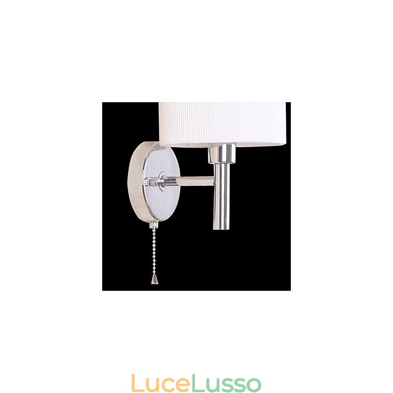 Elegante applique in metallo e tessuto con 1 luce in cilindro bianco