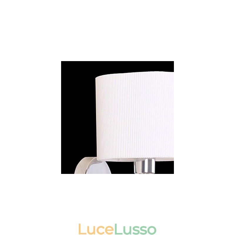 Elegante applique in metallo e tessuto con 1 luce in cilindro bianco
