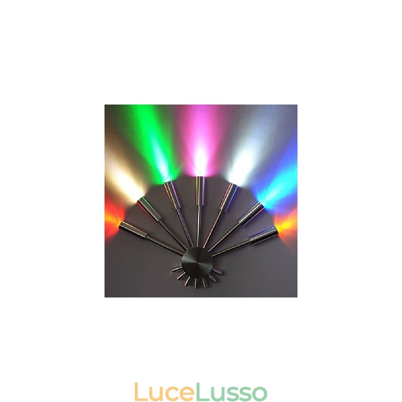 Applique moderna con luce diffusa a forma di ventaglio, 7 bastoncini di metallo, stile chic