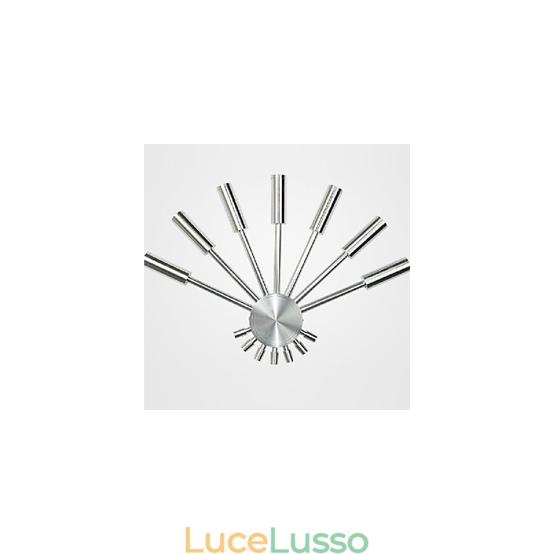Applique moderna con luce diffusa a forma di ventaglio, 7 bastoncini di metallo, stile chic