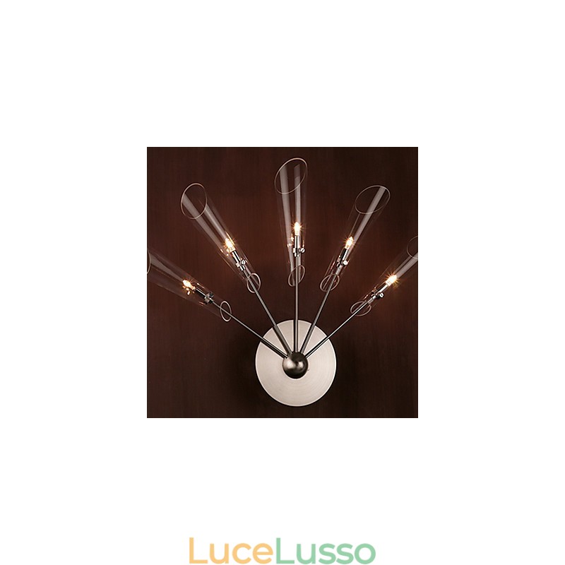 Applique artistica in cristallo con 5 luci