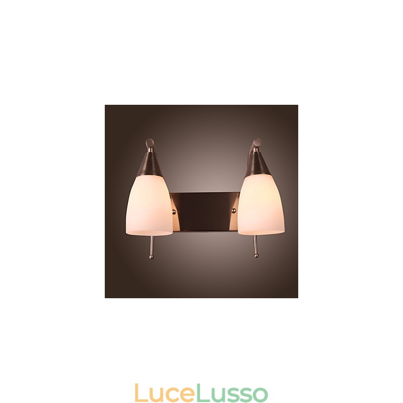 Applique a 2 luci in paralume bianco
