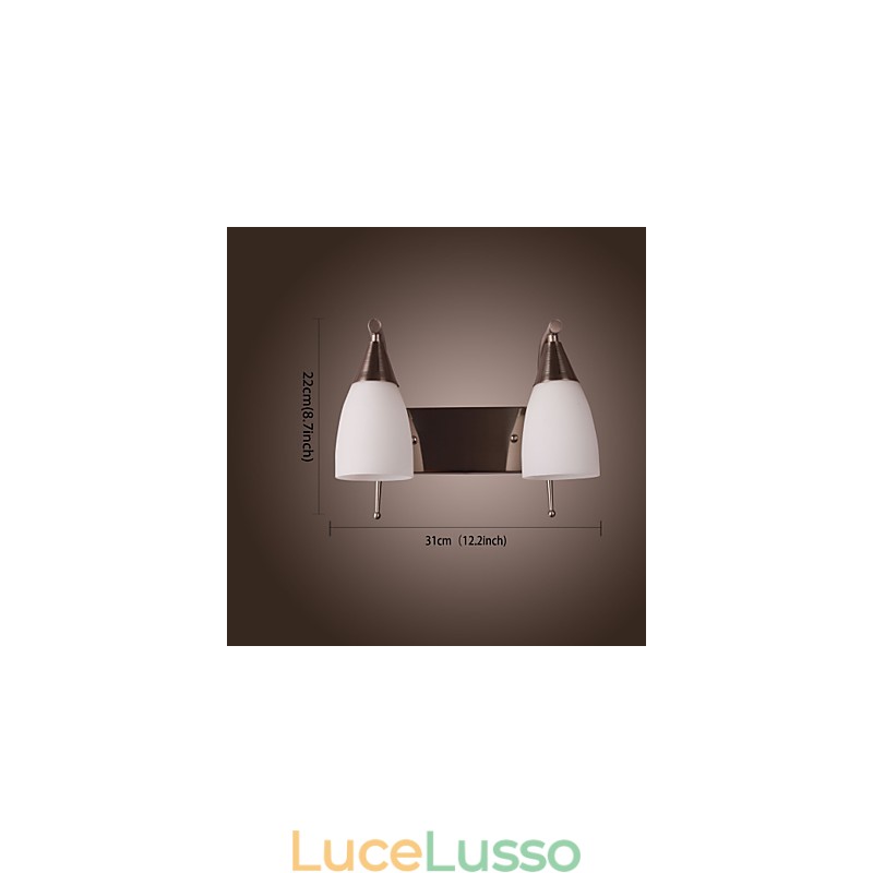 Applique a 2 luci in paralume bianco