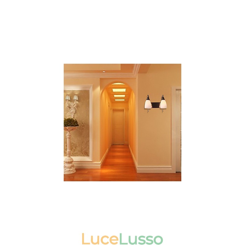 Applique a 2 luci in paralume bianco