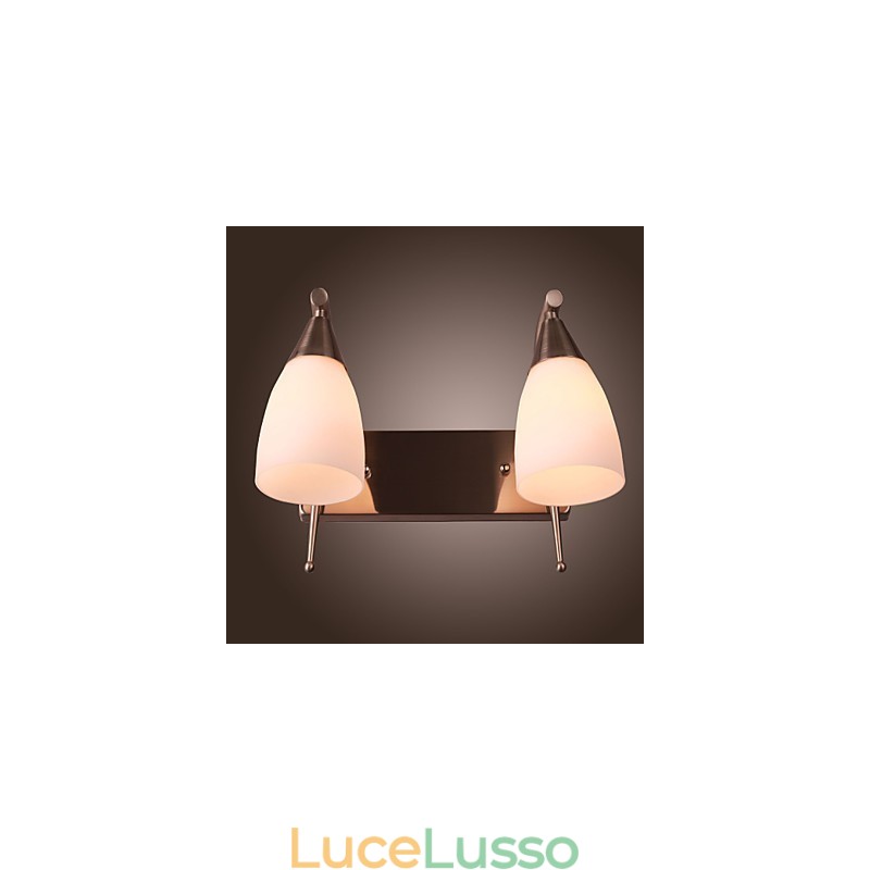 Applique a 2 luci in paralume bianco