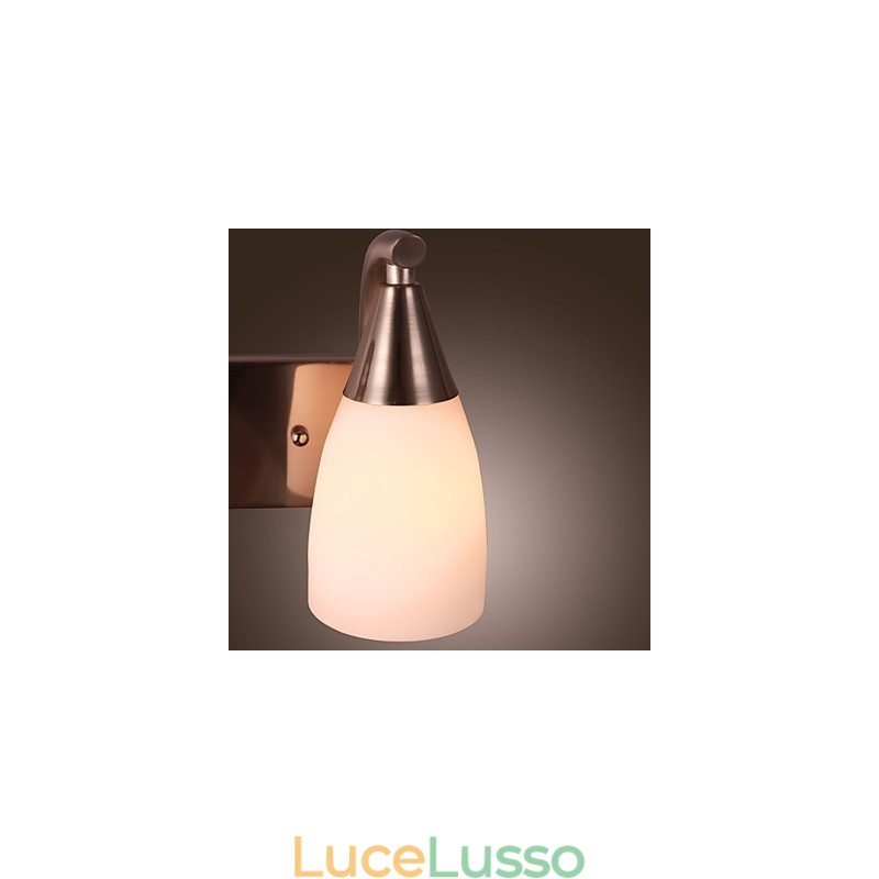 Applique a 2 luci in paralume bianco