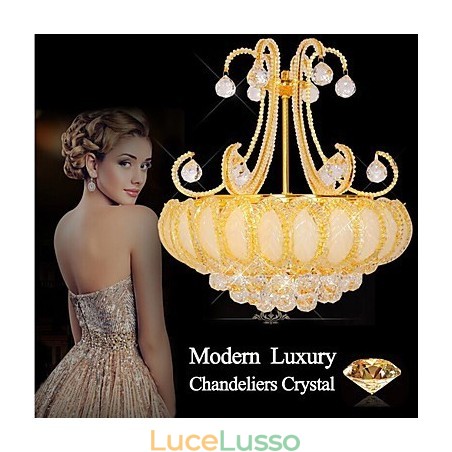Lampadario moderno di lusso in cristallo con luce pendente, diametro 50 cm, contiene 8 lampadine. Lampadario moderno di lusso in cristallo con luce pendente, diametro 50 cm, contiene 8 lampadine.