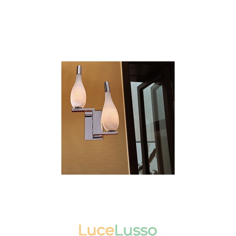 Applique in cristallo con paralume a forma di bottiglia a 2 luci