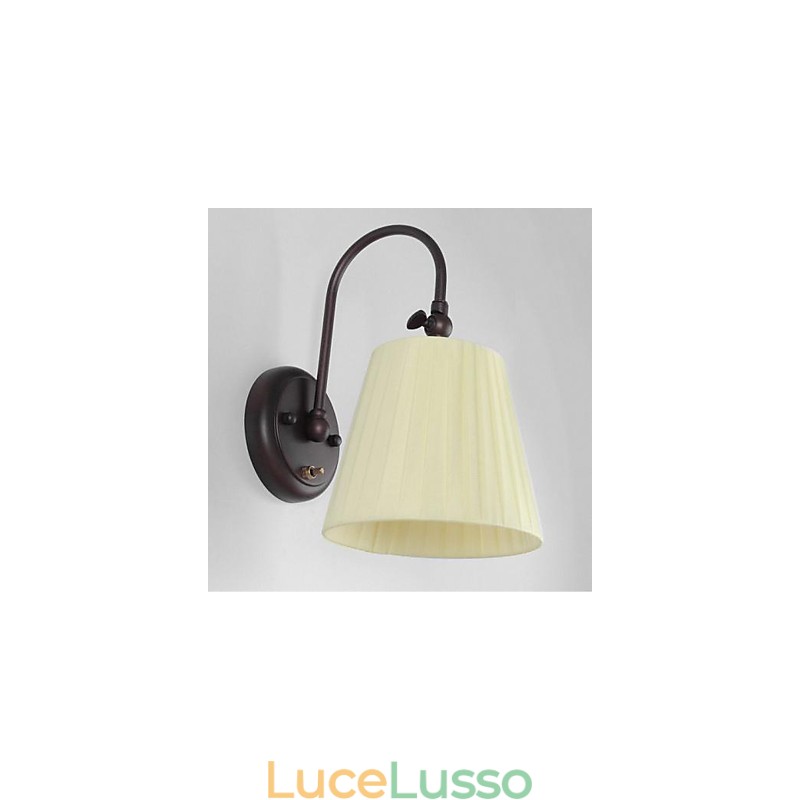 Lampada da parete in ferro con paralume in tessuto a 1 luce