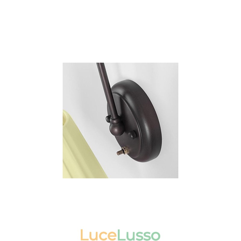 Lampada da parete in ferro con paralume in tessuto a 1 luce