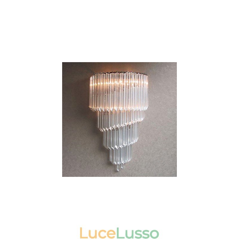 Applique con finitura cromata con strisce di vetro di cristallo e 3 luci