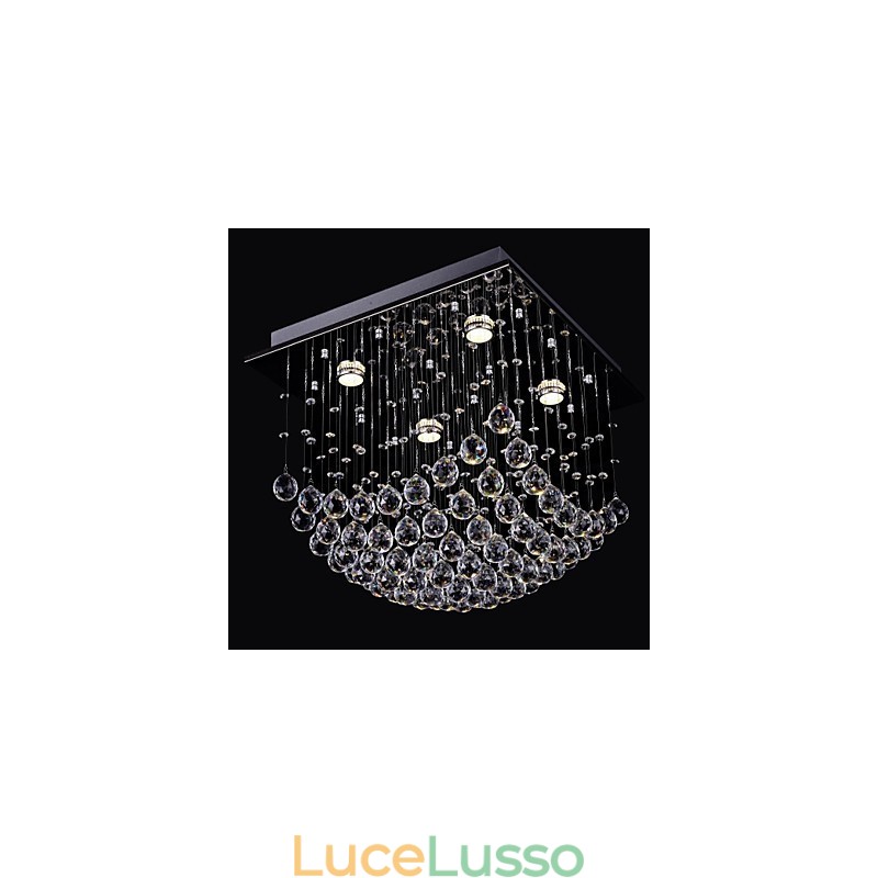 Lampadario di cristallo cinese elegante a 4 luci con montaggio a filo