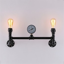 2 teste Vintage Industrial Pipe Wall Lights Nero Luci creative Ristorante Caffetteria Bar Decorazione illuminazione