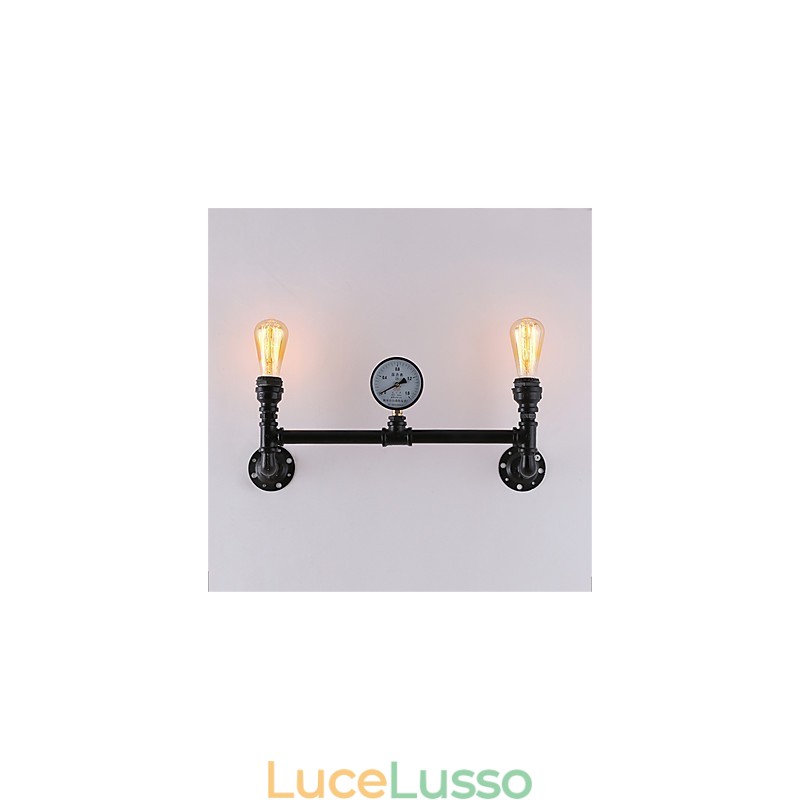 2 teste Vintage Industrial Pipe Wall Lights Nero Luci creative Ristorante Caffetteria Bar Decorazione illuminazione