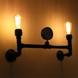 2 teste Vintage Industrial Pipe Wall Lights Nero Luci creative Ristorante Caffetteria Bar Decorazione illuminazione