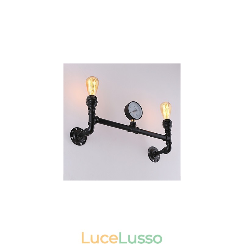 2 teste Vintage Industrial Pipe Wall Lights Nero Luci creative Ristorante Caffetteria Bar Decorazione illuminazione
