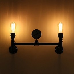 2 teste Vintage Industrial Pipe Wall Lights Nero Luci creative Ristorante Caffetteria Bar Decorazione illuminazione