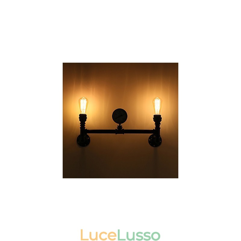 2 teste Vintage Industrial Pipe Wall Lights Nero Luci creative Ristorante Caffetteria Bar Decorazione illuminazione