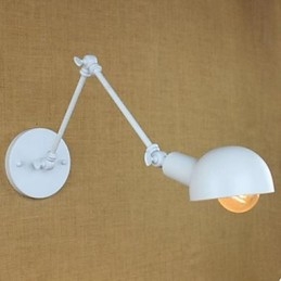 Lampada da parete bianca da festival in ferro battuto con braccio lungo