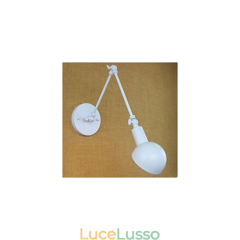 Lampada da parete bianca da festival in ferro battuto con braccio lungo