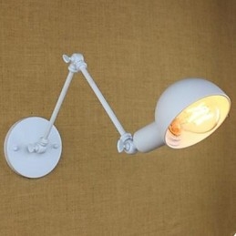 Lampada da parete bianca da festival in ferro battuto con braccio lungo