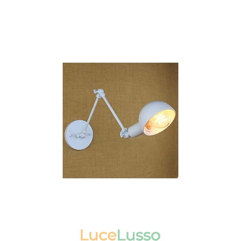 Lampada da parete bianca da festival in ferro battuto con braccio lungo