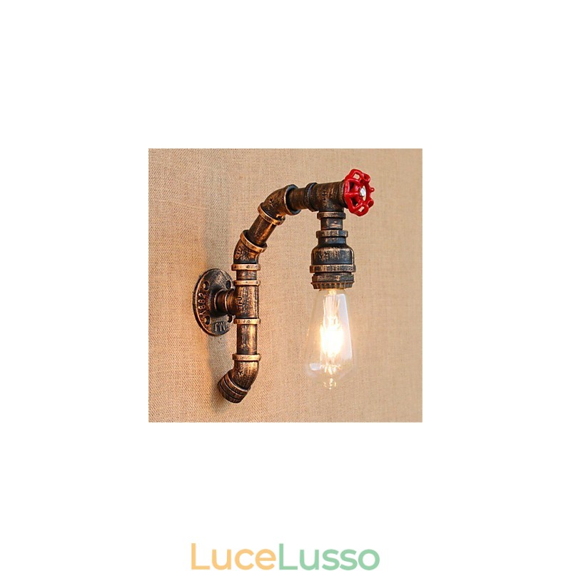Applique da parete rustica in ottone anticato per luce ambientale