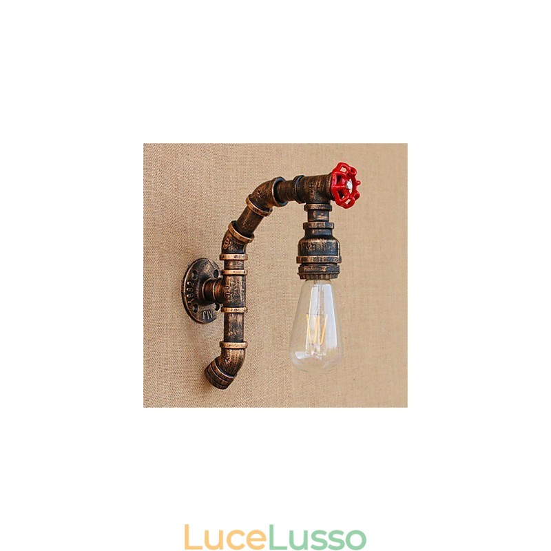 Applique da parete rustica in ottone anticato per luce ambientale