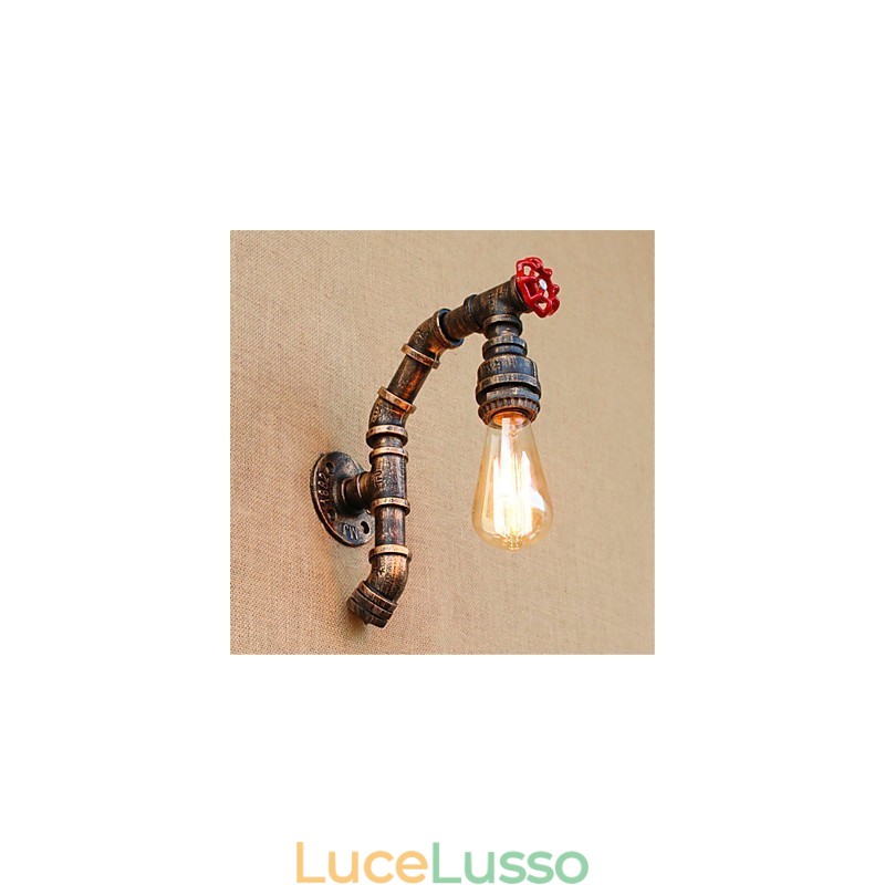 Applique da parete rustica in ottone anticato per luce ambientale