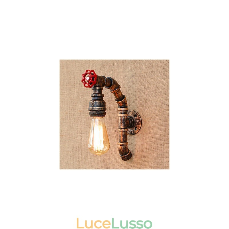 Applique da parete rustica in ottone anticato per luce ambientale