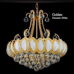 Lampadario moderno di lusso in cristallo con luce pendente, diametro 50 cm, contiene 8 lampadine.
