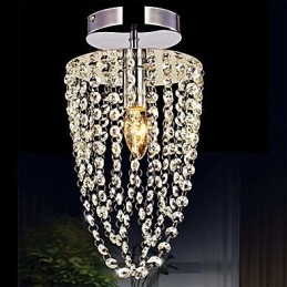 Lampadario moderno in cristallo trasparente K9 cromato a 1 luce con 1 lampadina