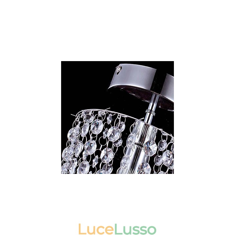 Lampadario moderno in cristallo trasparente K9 cromato a 1 luce con 1 lampadina