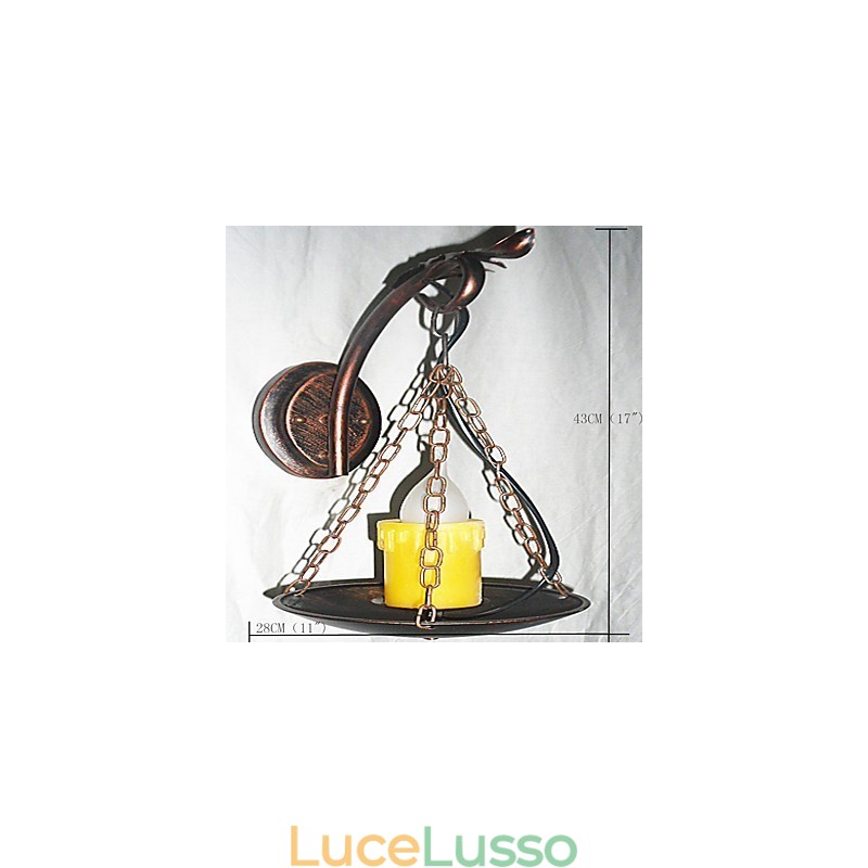 Dipinto rustico Lodge Caratteristica per applique da parete in stile Mini Uplight Applique da parete