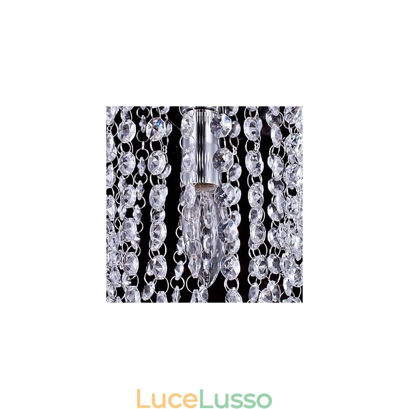 Lampadario moderno in cristallo trasparente K9 cromato a 1 luce con 1 lampadina