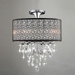 Lampadario moderno contemporaneo in stile mini tamburo di cristallo cromato