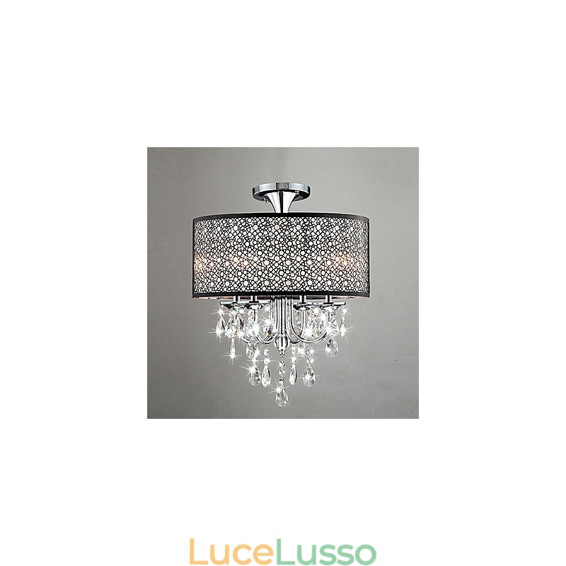 Lampadario moderno contemporaneo in stile mini tamburo di cristallo cromato