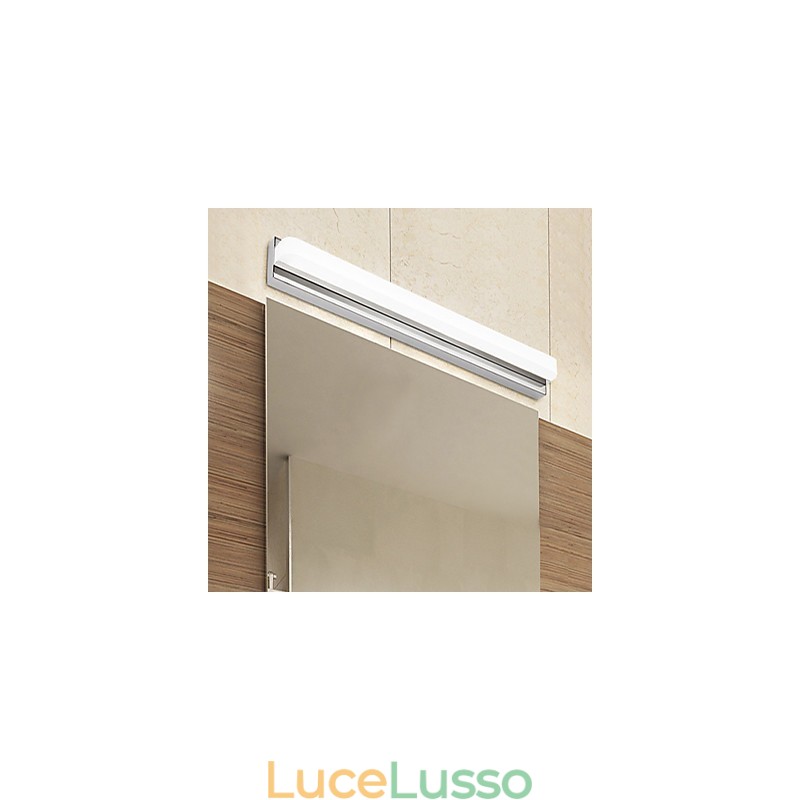 Lampada da parete per illuminazione da bagno moderna e contemporanea cromata integrata per luce ambientale