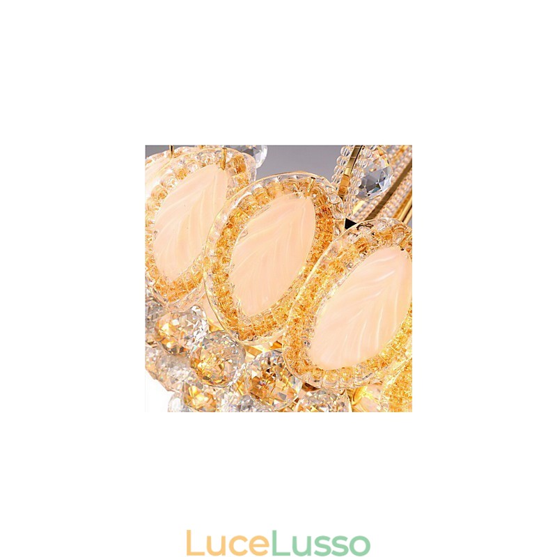 Lampadario moderno di lusso in cristallo con luce pendente, diametro 50 cm, contiene 8 lampadine.