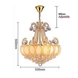 Lampadario moderno di lusso in cristallo con luce pendente, diametro 50 cm, contiene 8 lampadine.