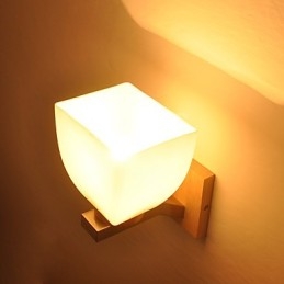 Lampada da parete semplice Lampada da comodino con paralume in vetro e legno massello per camera da letto Cassettiera Soggiorno Cameretta per bambini Dormitorio universitario Tavolino da caffè Libreria