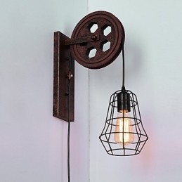 Lampada da parete in ferro retrò industriale Lampada da parete con puleggia di sollevamento di personalità creativa