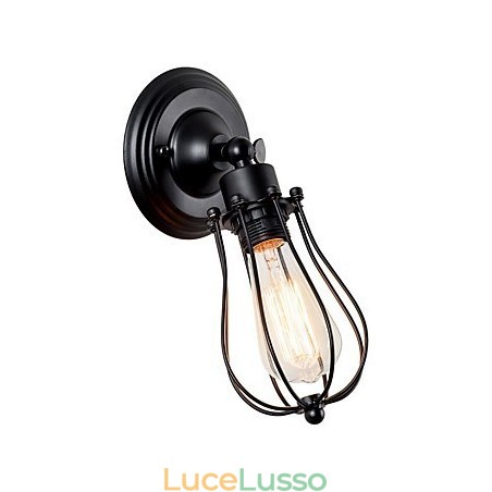 Applique da parete vintage Applique da parete industriale Lampada da parete in gabbia di filo di metallo nero Applique da parete vintage Applique da parete industriale Lampada da parete in gabbia di filo di metallo nero