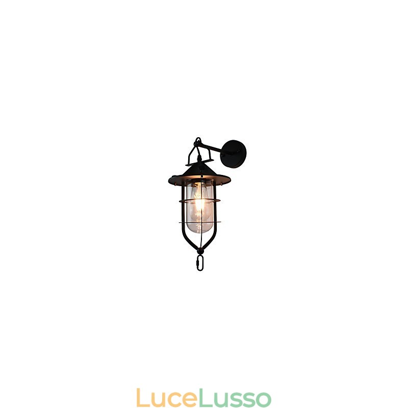 Lampada da parete in acciaio verniciato chiaro, decorazione da caffè americano nero opaco, lampada da parete retrò, lampada a spada laser sulla parete