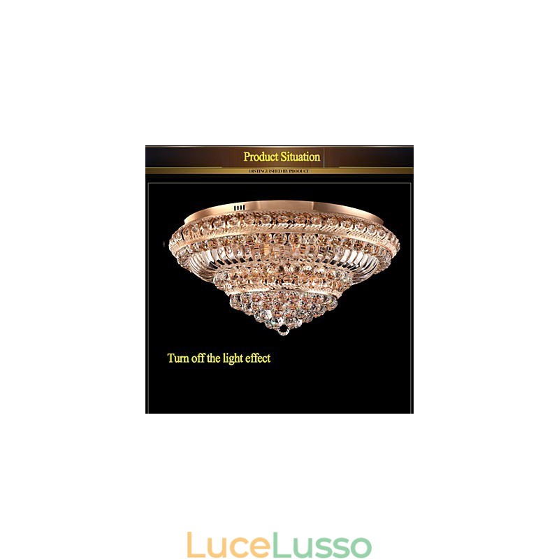 Moderna lampada da soffitto in cristallo di lusso che assorbe la luce a cupola, diametro 60 cm