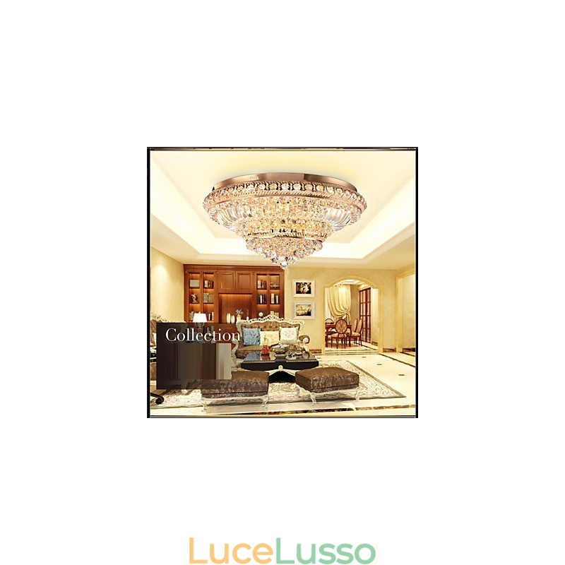 Moderna lampada da soffitto in cristallo di lusso che assorbe la luce a cupola, diametro 60 cm