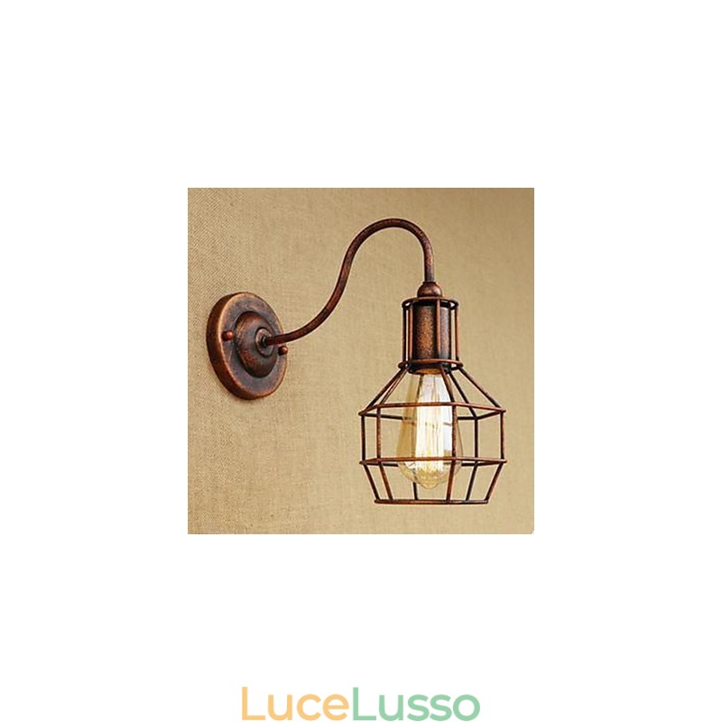 Lampada da parete americana a braccio lungo in ferro, nostalgica e retrò, creativa, di colore ruggine, per studio, salotto