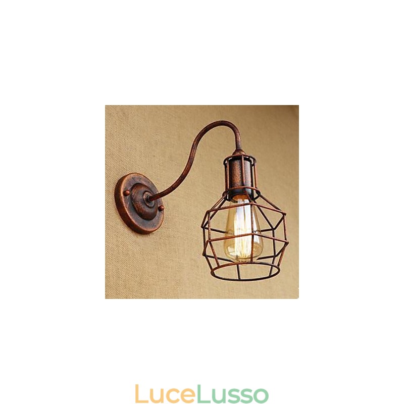 Lampada da parete americana a braccio lungo in ferro, nostalgica e retrò, creativa, di colore ruggine, per studio, salotto